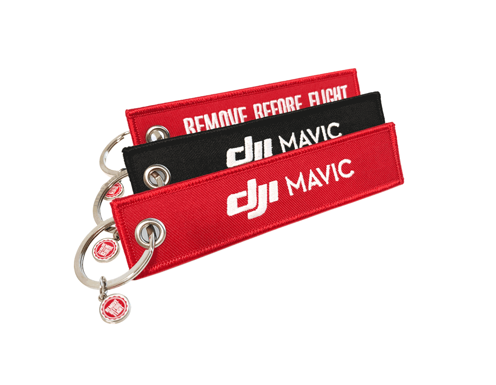 RBF001_3SET-DJI-2-TiteliWILclMArWySq "DJI MAVIC" - Schlüsselanhänger - Remove Before Flight - 3er-Set
