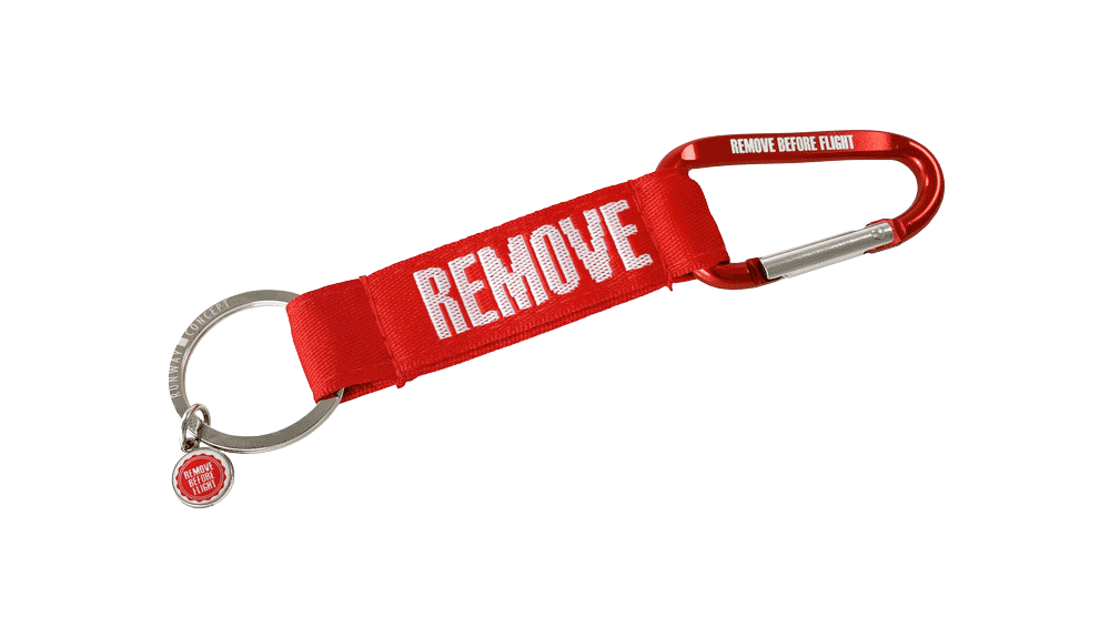 CB001-001-w Karabiner-Strap - Remove Before Flight
