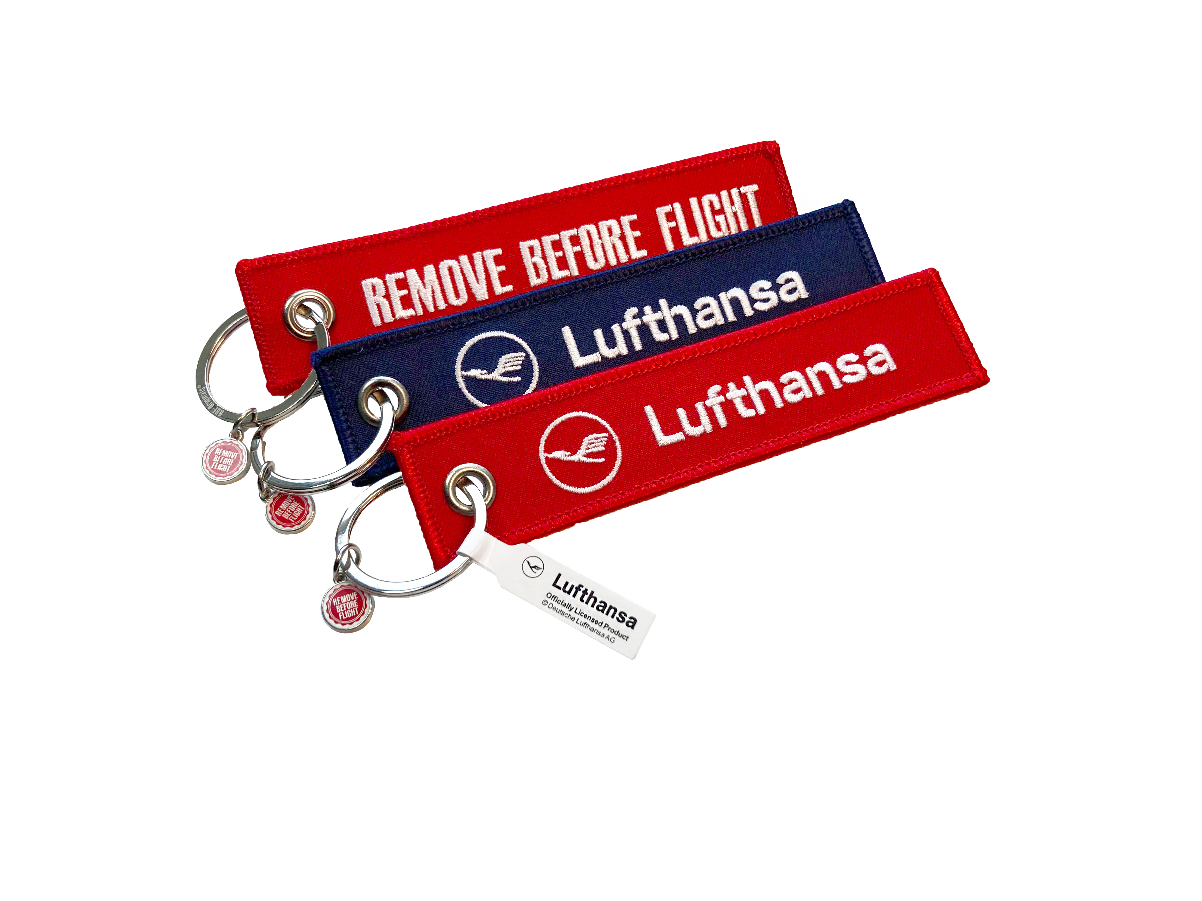 RBF001_3SET_LH-vorne "Lufthansa"- Schlüsselanhänger - Remove Before Flight - 3er-Set