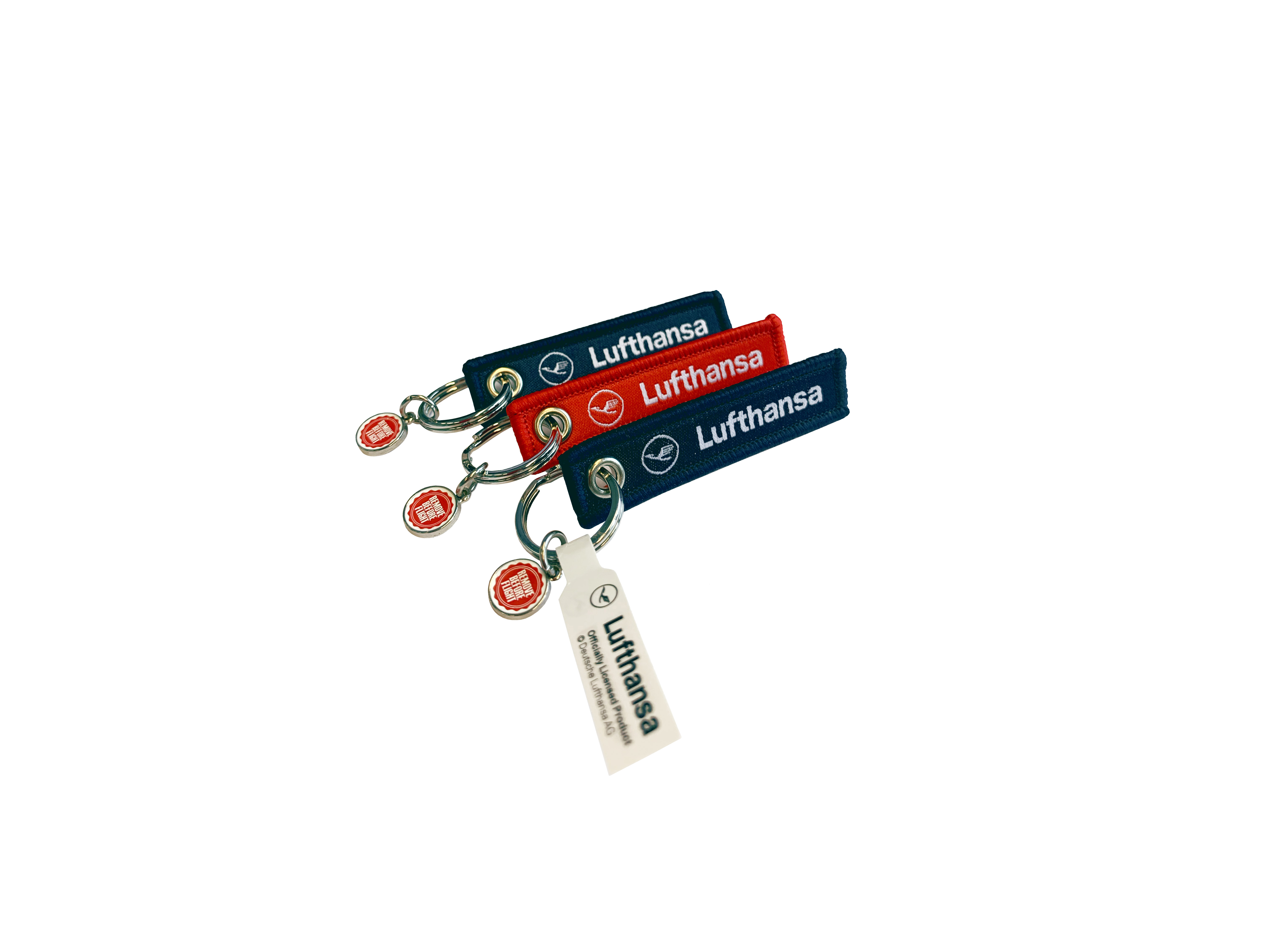"Lufthansa" - Schlüsselanhänger - Remove Before Flight - Mini-Format - 3er-Set "Lufthansa" - Schlüsselanhänger - Remove Before Flight - Mini-Format - 3er-Set